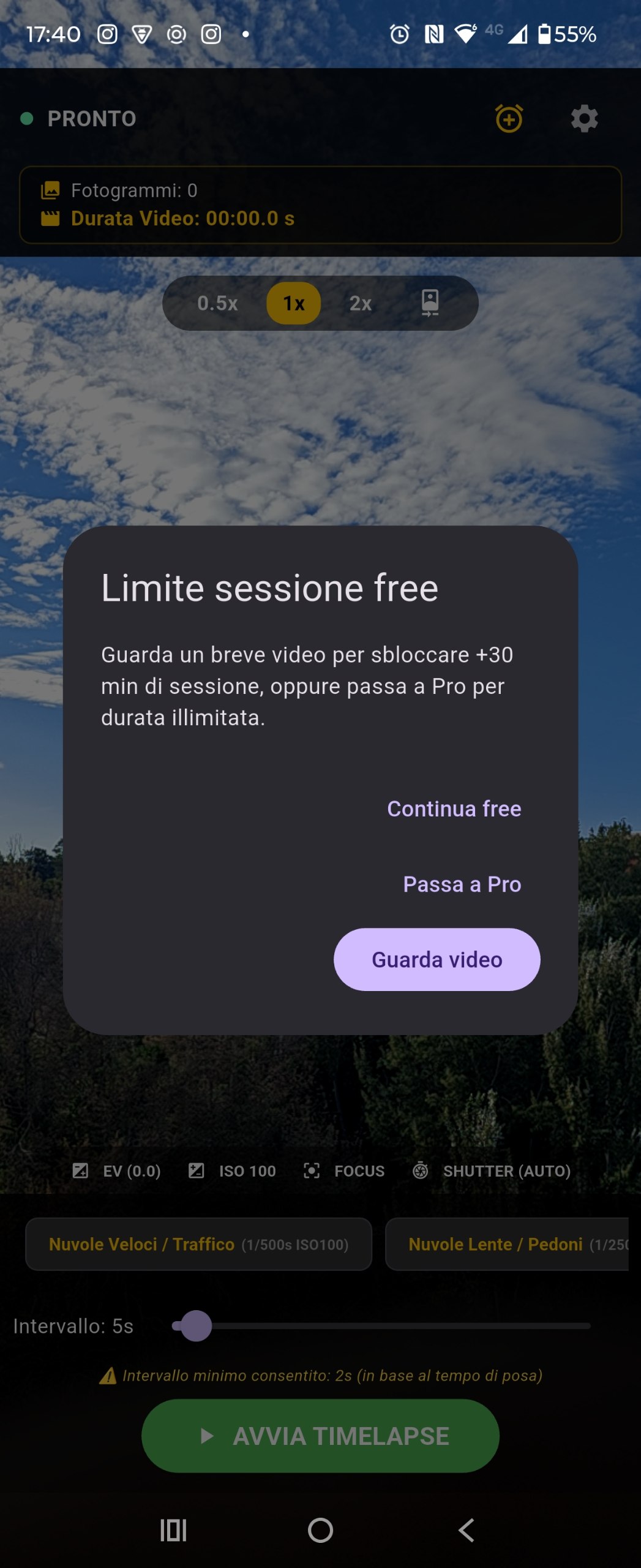 Free session limit dialog